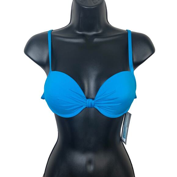 NEW Apt. 9 Bikini Top Womens 6 Blue Push Up Underwire Swim Summer Beach Pool - Picture 1 of 7
